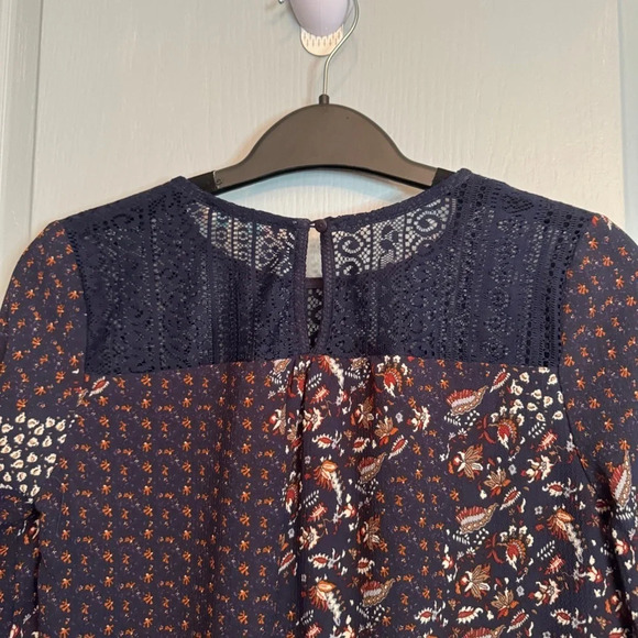 Flying Tomato Multicolor Boho Blouse Sz Medium Botanical Crochet Tunic Pattern - Picture 8 of 13